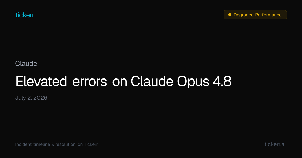 Claude Outage July 2, 2026 - Timeline & Impact | Tickerr