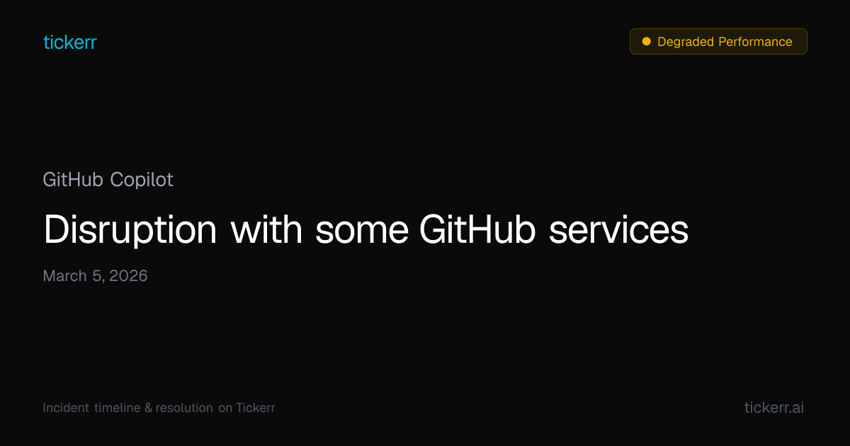 GitHub Copilot Outage March 5, 2026 - Timeline & Impact | Tickerr