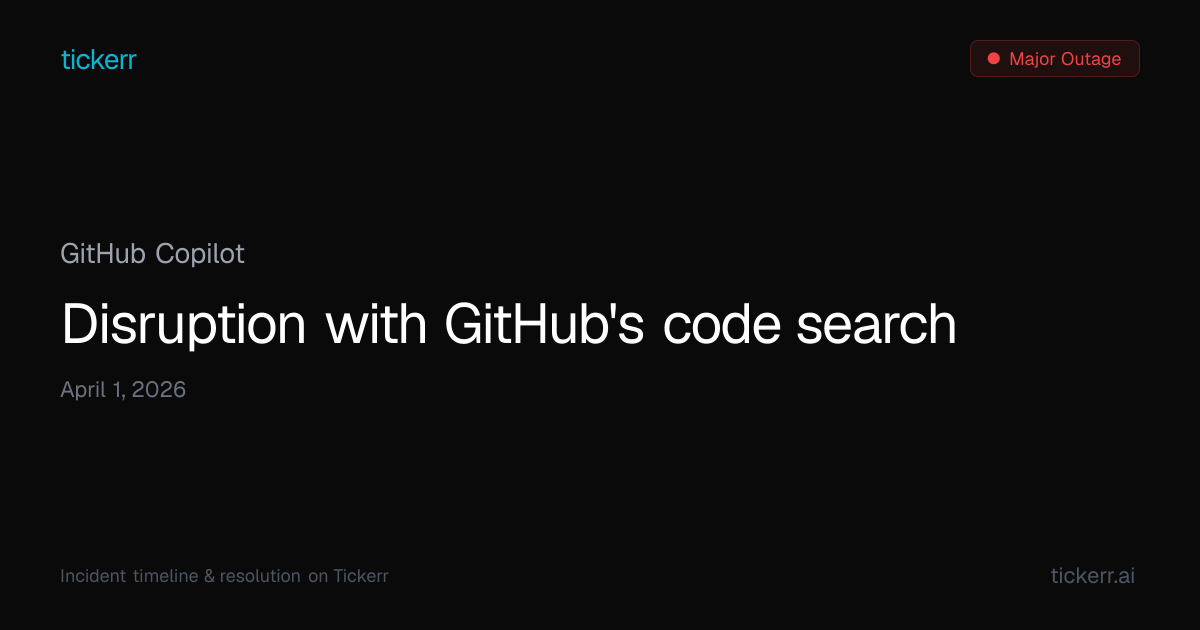 GitHub Copilot Outage April 1, 2026 - Timeline & Impact | Tickerr